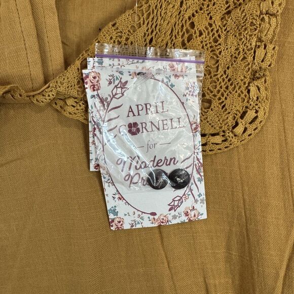 April Cornell My Dear Austin Dress Women's XL Gold Cotton Boho Prairie Maxi - Picture 4 of 10